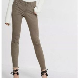 Express taupe raw hem cropped jeans